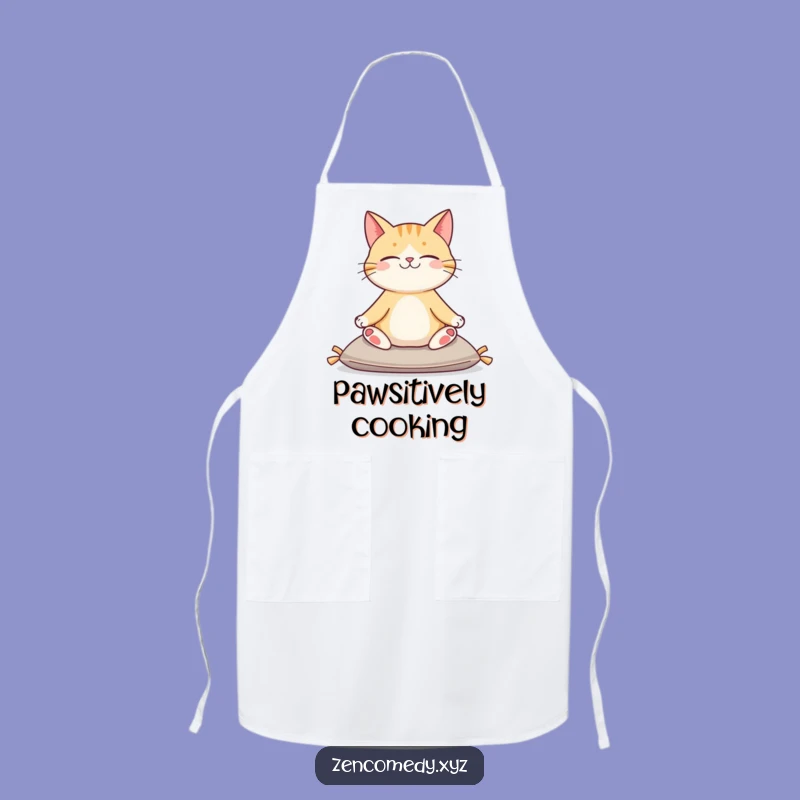 Funny Cat Yoga Apron: Kitchen Serene Cat Wear, Practical Funny Gift for Cooks