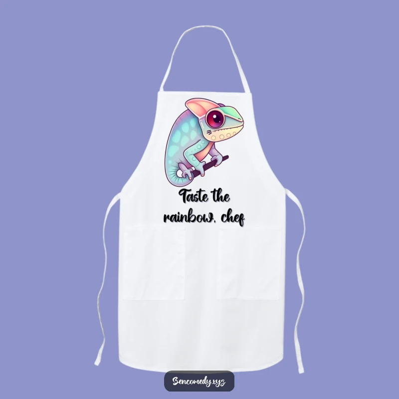 Funny Chameleon Pastel Apron: Cook with Color & Whimsical Humor