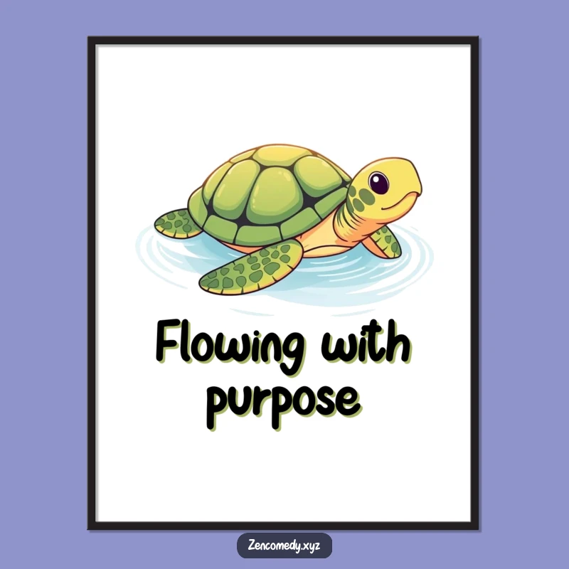 Funny Brave Turtle Pool Digital Art: Instant Download of Tranquil, Humorous Decor