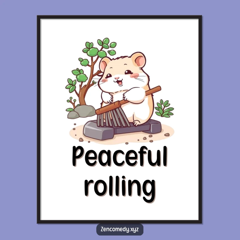 Funny Hamster Digital Print: Zen Rake Art, Instant Funny Gift