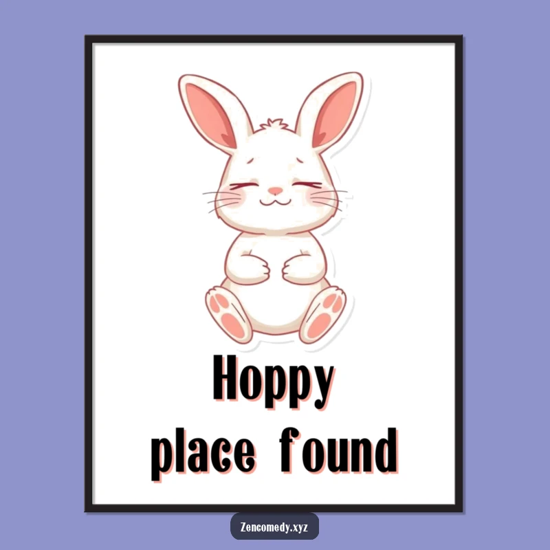 Funny Rabbit Meditation Art Print: Digital Peaceful Rabbit Decor, Unique Funny Gift