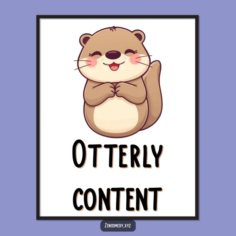 Funny Otter Digital Art: Cheerful Floating Joy, Instant Gift