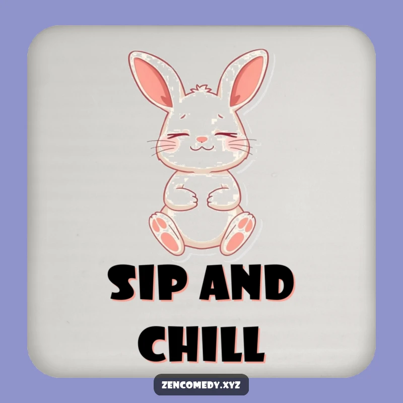 Funny Rabbit Meditation Coaster: Peaceful Rabbit Protection, Cute Funny Gift