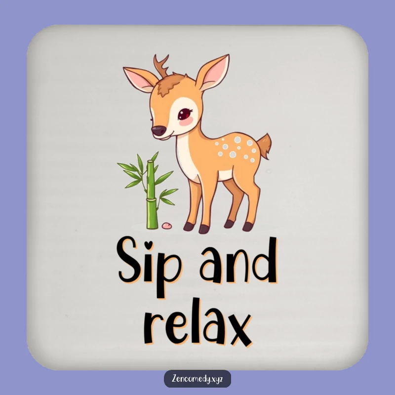Funny Sweet Deer Bamboo Coasters: Protect Surfaces with Serene, Humorous Art