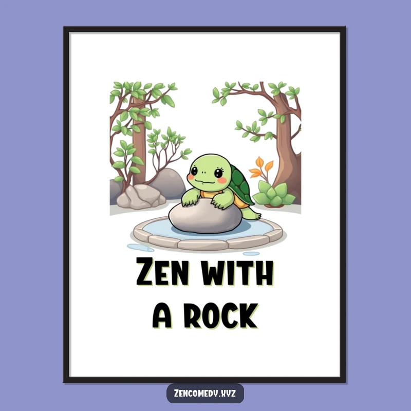 Funny Zen Turtle Poster: Calm Contemplation Art, Great Wall Decor Gift