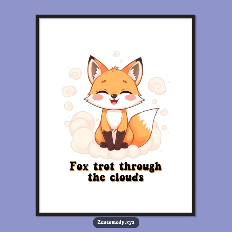 Funny Free Printable Wall Art: Misty Fox Clouds, Whimsical Downloadable Decor