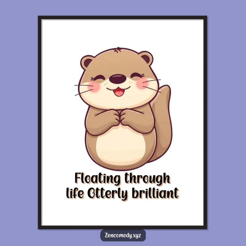 Free Printable Wall Art: Cheerful Otter Floating Art Gift