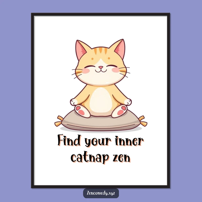 Free Printable Wall Art: Contented Cat Yoga Pose - Downloadable Decor