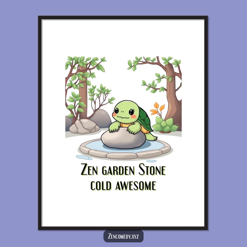 Free Printable Wall Art: Zen Turtle Contemplating Stone Art Gift