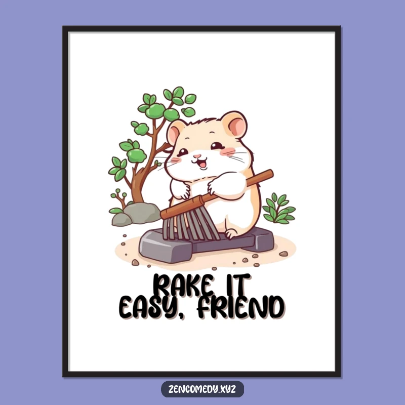 Funny Free Printable Wall Art: Zen Hamster Rake, Whimsical Downloadable Decor