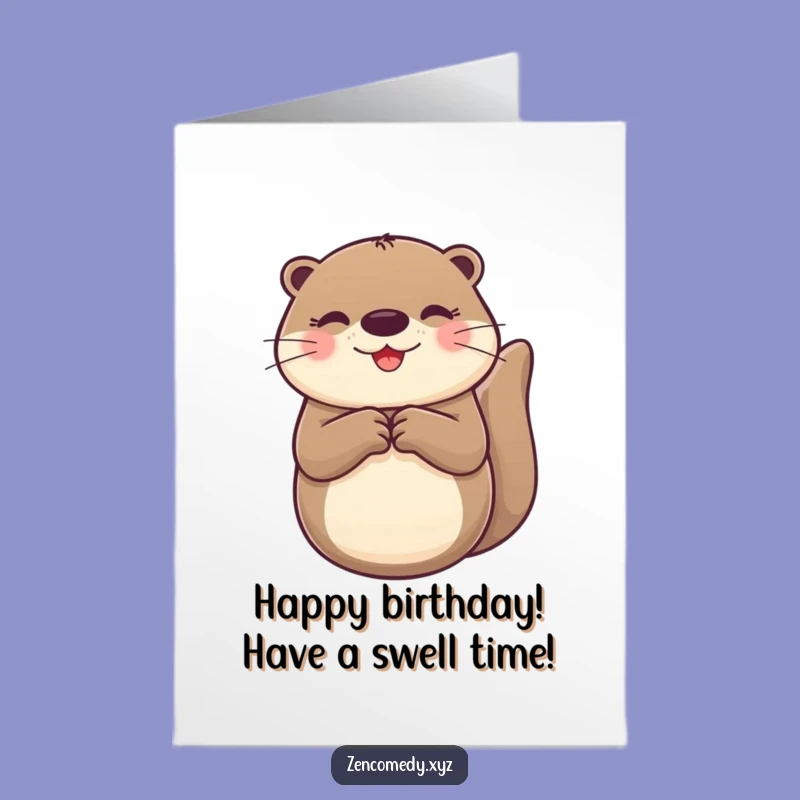 Free Printable Birthday Card: Cheerful Otter's Joyful Float Gift