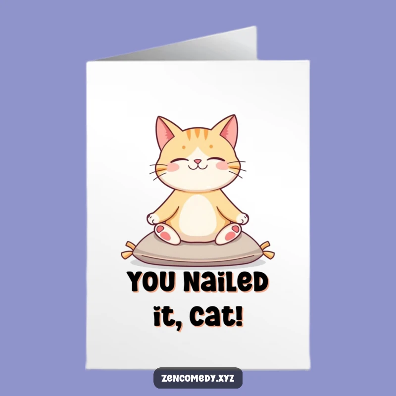 Free Printable Congrats Card: Zen Cat Yoga Pose - Downloadable Gift
