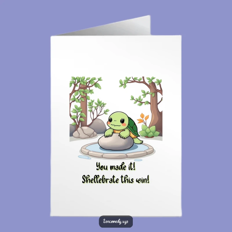Free Printable Congrats Card: Zen Turtle's Calm Contemplation Gift