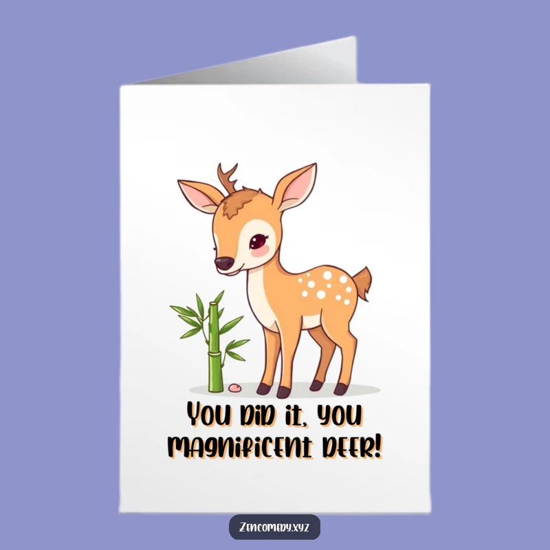 Free Printable Congrats Card: Amusing Deer & Bamboo - Downloadable Humorous Gift