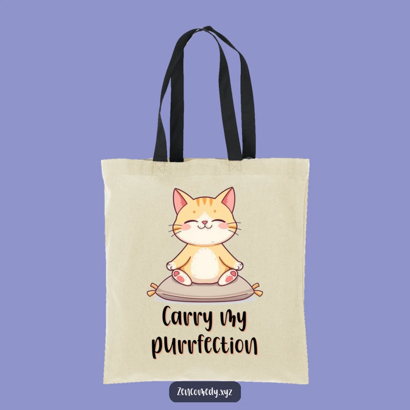 Funny Cat Yoga Tote Bag: Chic Serene Cat Carryall, Great Funny Gift Idea