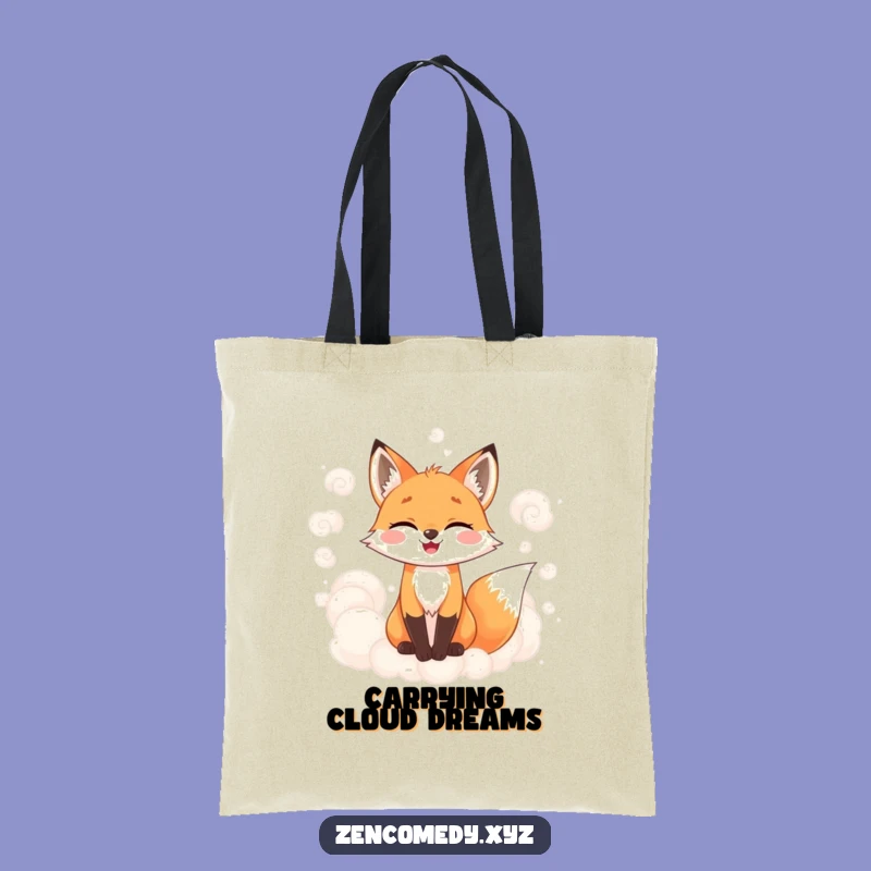 Funny Fox Tote Bag: Misty Clouds Carryall, Practical Funny Gift